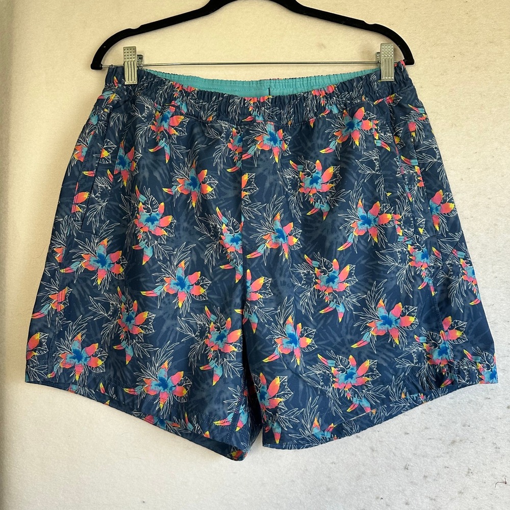 Birddogs Mens XL Blue Tropical Floral Lined Gym Athletic Shorts 6 Inch Inseam